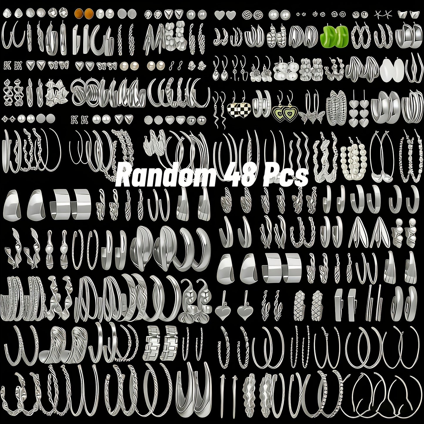 48 Pairs Minimalist Alloy Earrings Bulk Set for Women – Hypoallergenic Stainless Steel Studs Assorted Styles for Daily Wear, Holidays, Parties & Gifts