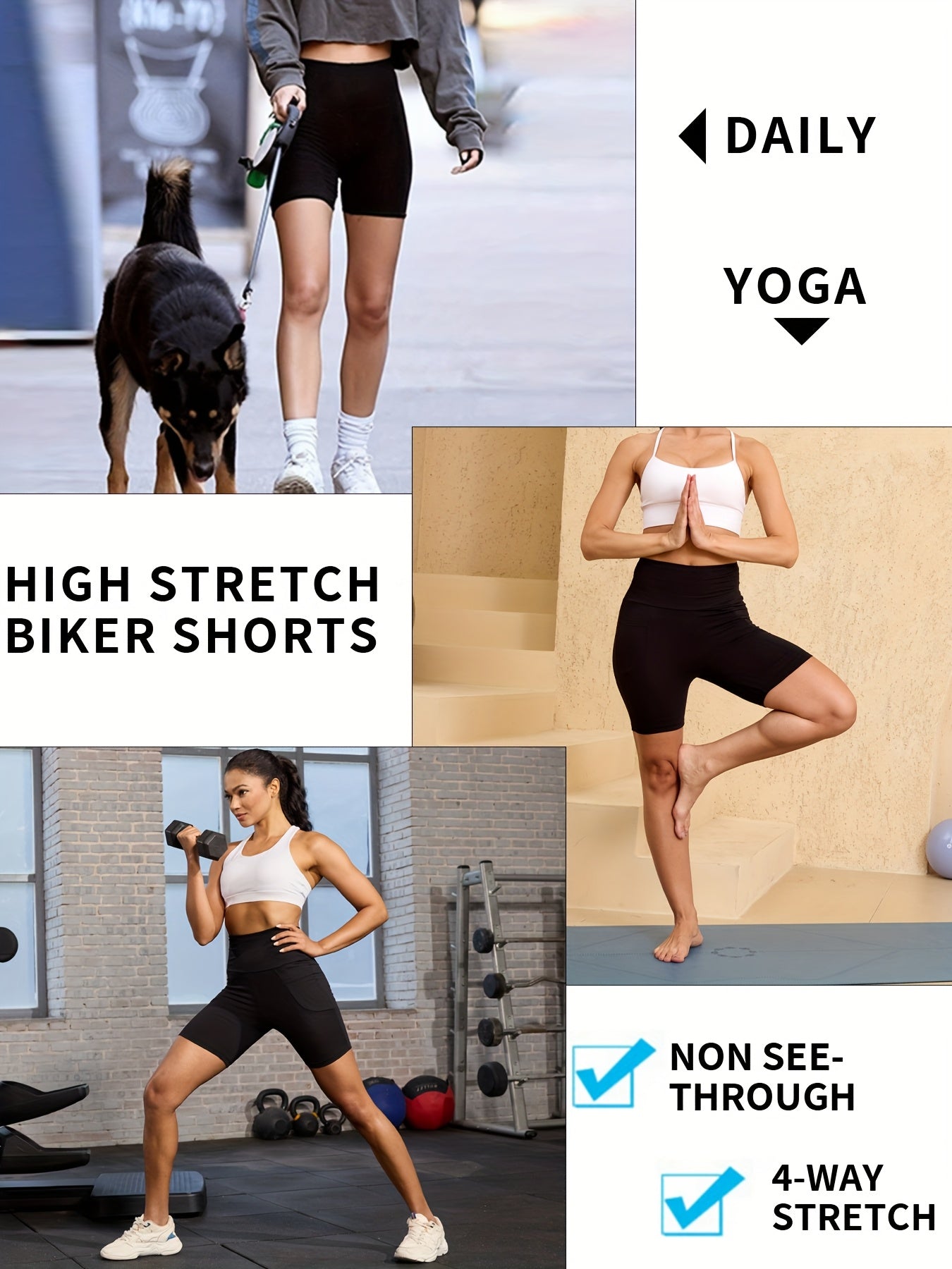Women's High Waisted Biker Shorts 5 Pack with Pockets | Tummy Control No See-Through Squat-Proof | 6" Inseam Workout Running Yoga Gym Shorts | Soft 4-Way Stretch | XS-XXL Mixed Colors