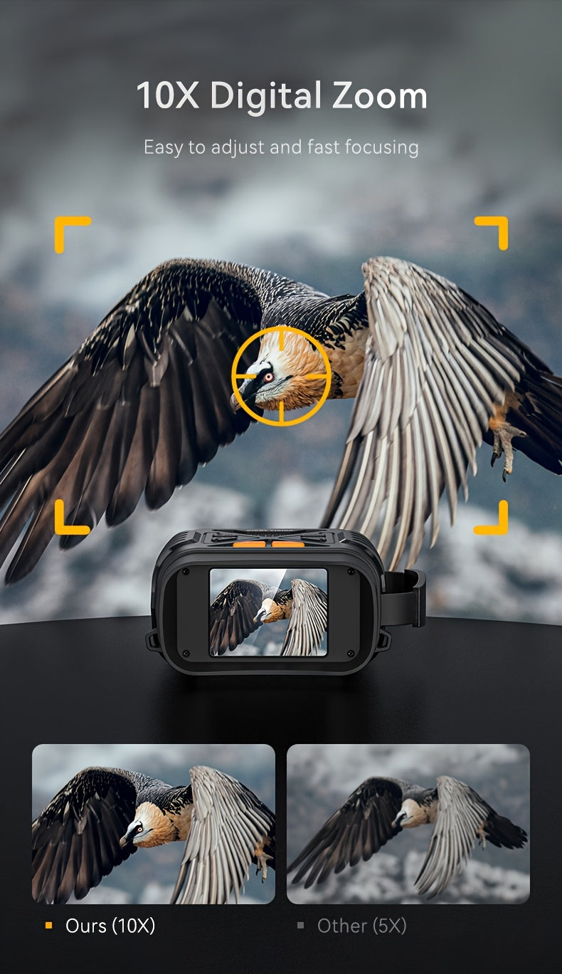 4K Night Vision Binoculars for Adults – 10x Digital Zoom, 2.8" HD Screen, 7-Level IR Illuminator, 12MP Photo & Video, Rechargeable – Perfect for Hunting, Boating & Outdoor Exploration, Gift for Men