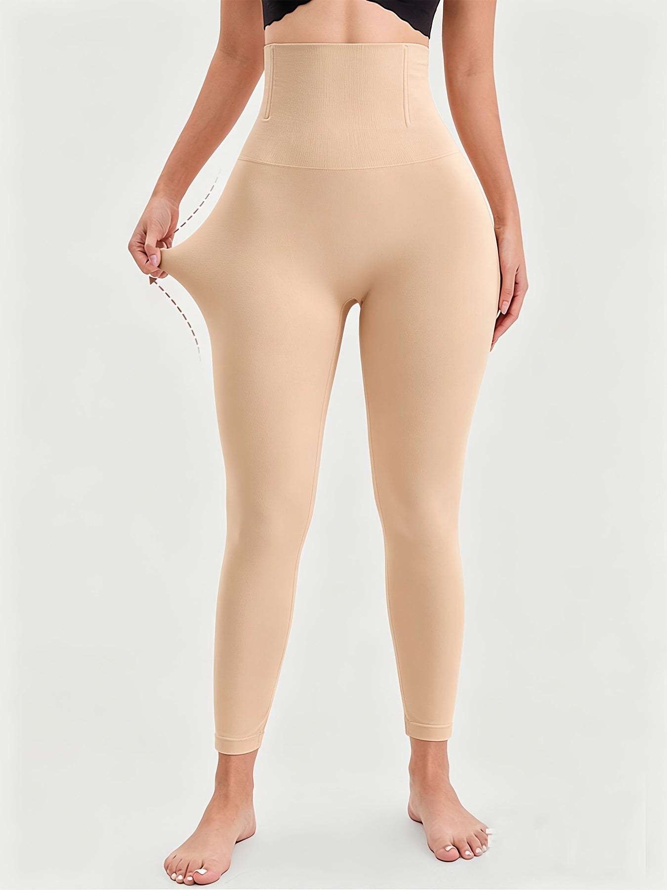 Butt Lifting Capri Leggings for Women – High Waist Tummy Control Yoga Pants, Squat Proof Stretchy Shaping Workout Capri, Apricot & Black