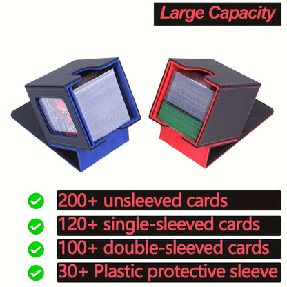 TCG Deck Box 100+ Double Sleeved Cards Commander Display Card Storage Case with 2 Dividers Top Sleeve Compatible with MTG Magic the Gathering Pokemon Yu-Gi-Oh Trading Card Game Black Gray Blue Purple Green
