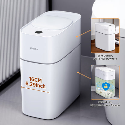 Automatic Smart Trash Can 3.8 Gallon / 14L – Touchless Motion Sensor, Wind Adsorption Auto-Expand Bags, Slim Odor-Seal Design for Bathroom, Kitchen, Office & Bedroom – 1 or 2 Pack