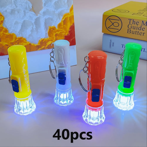 Mini Flashlights Bulk Pack 40 Pieces Assorted Colors, Small Portable Emergency Flashlights with Batteries Included, 40 Lumen Pocket Flashlight Set for Christmas Stocking Stuffers Party Favors Gifts