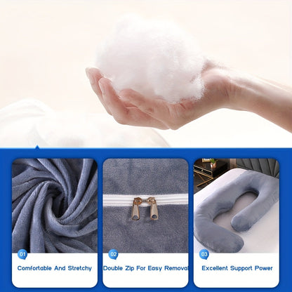 J-Shaped Maternity Pillow Full Body Pregnancy Pillow with Pillowcase – Back, Leg & Tummy Support for Comfortable Sleep, 41" & 60" Sizes, Multiple Colors & Fabrics, Great Baby Shower Gift