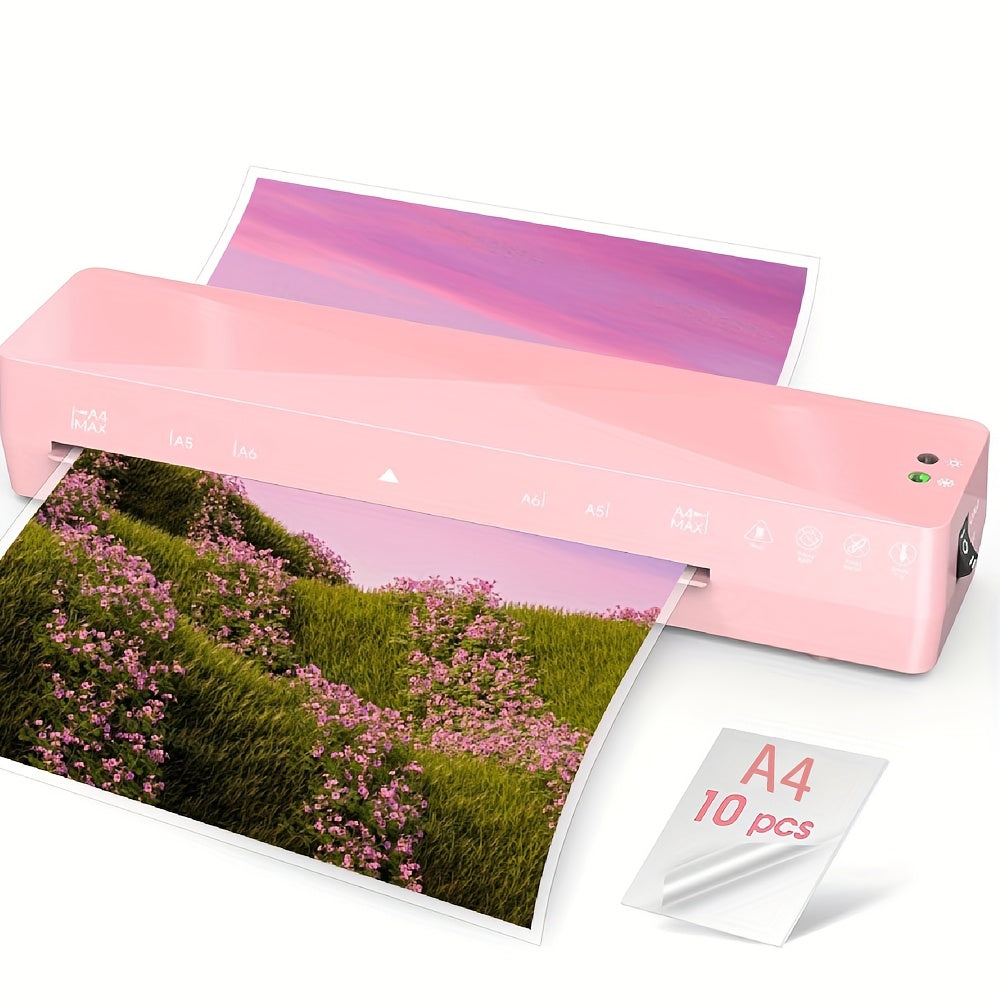 A4 Thermal Laminator Machine 9 Inch Wide - 4 in 1 Hot & Cold Laminating with 10 Pouches Included, Fast Warm-Up, Bubble-Free for Office, School, Home & Business Use