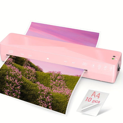 A4 Thermal Laminator Machine 9 Inch Wide - 4 in 1 Hot & Cold Laminating with 10 Pouches Included, Fast Warm-Up, Bubble-Free for Office, School, Home & Business Use