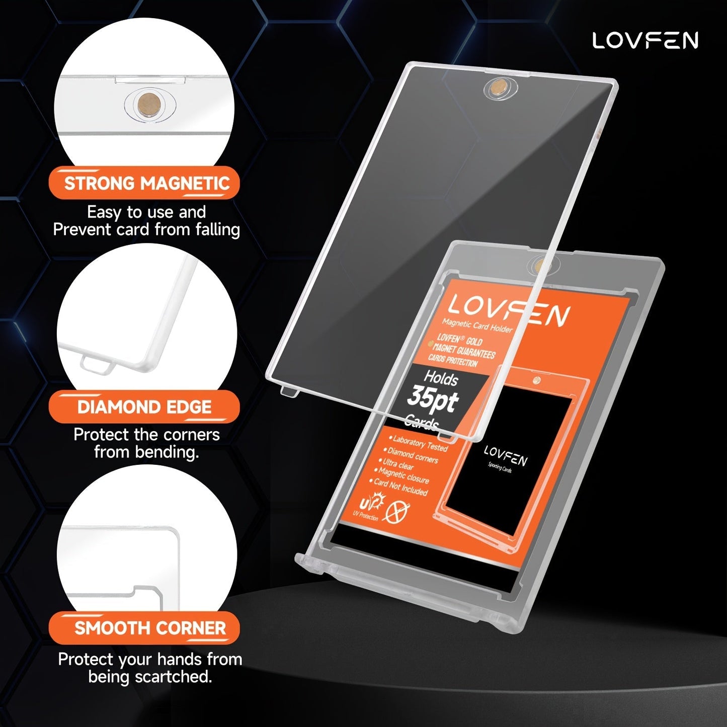 Magnetic Card Holders 35pt UV Protection – Ultra-Thin Hard Plastic Trading Card Cases, Single Touch One-Touch Holders for Sports Cards, Football, Baseball, Pokemon, TCG – 25/50/100/200/400 Pack