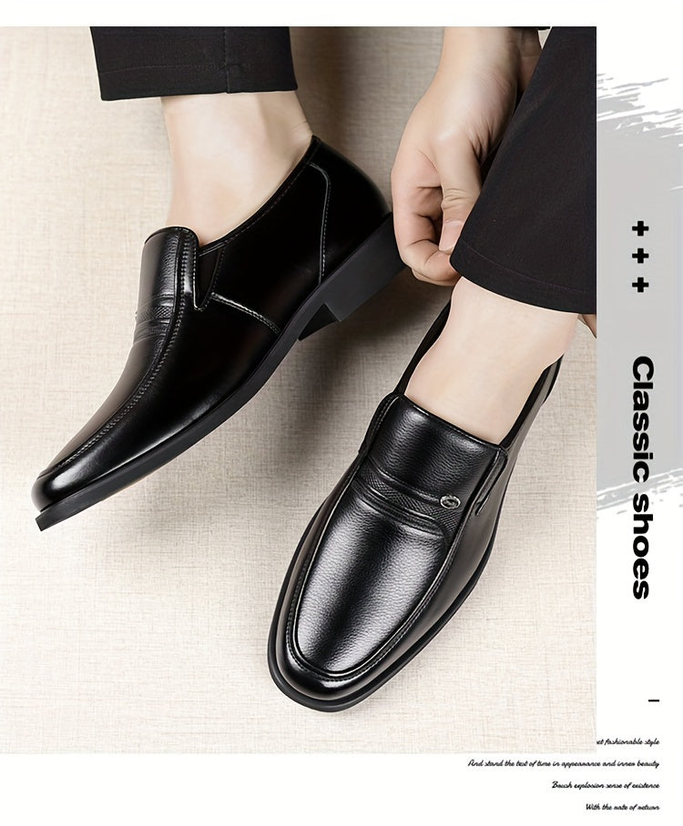 Men's Oxford Dress Shoes Formal Slip-On Business Loafers High Quality Fashion Leather Look Footwear for Men Extra Large Sizes US 7-13 Black