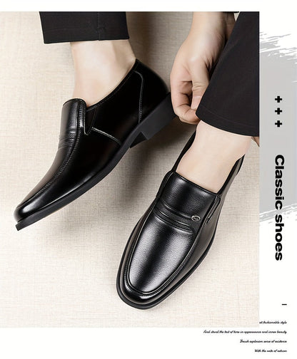 Men's Oxford Dress Shoes Formal Slip-On Business Loafers High Quality Fashion Leather Look Footwear for Men Extra Large Sizes US 7-13 Black