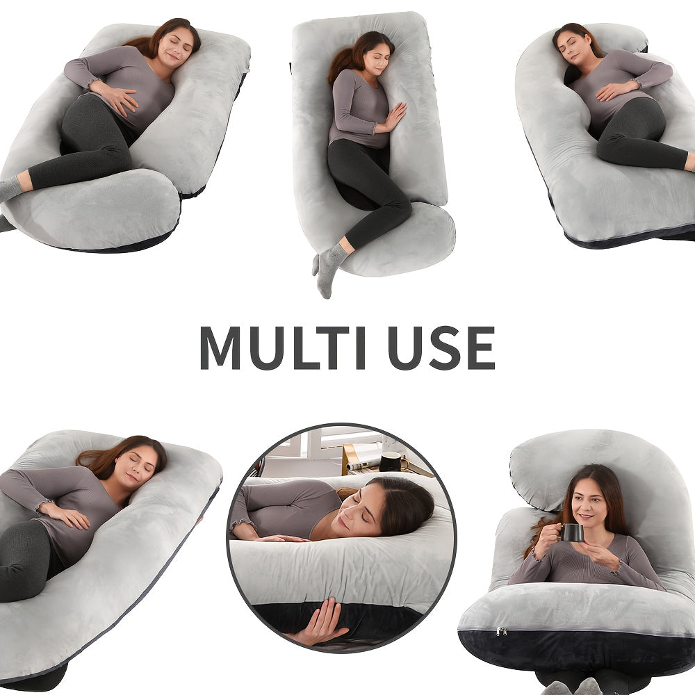 J-Shaped Maternity Pillow Full Body Pregnancy Pillow with Pillowcase – Back, Leg & Tummy Support for Comfortable Sleep, 41" & 60" Sizes, Multiple Colors & Fabrics, Great Baby Shower Gift