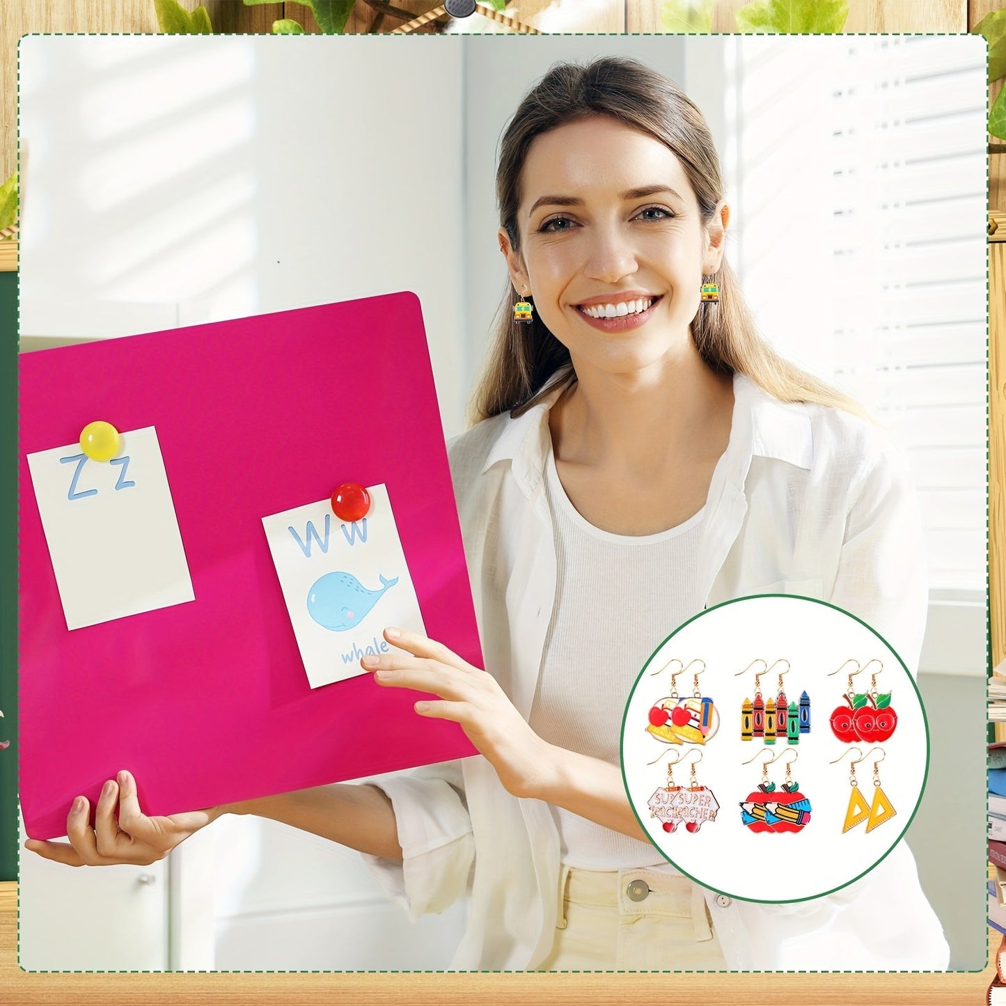 36 Pairs Teacher Earrings Set for Women Book Pencil Ruler Apple Stud & Dangle Earrings - Back to School Teacher Appreciation Gift Party Favor Pack Christmas Gift