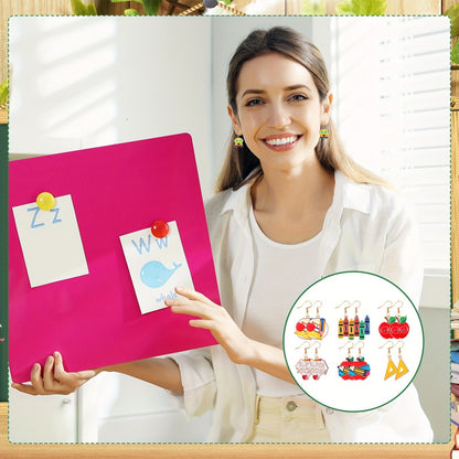 36 Pairs Teacher Earrings Set for Women Book Pencil Ruler Apple Stud & Dangle Earrings - Back to School Teacher Appreciation Gift Party Favor Pack Christmas Gift
