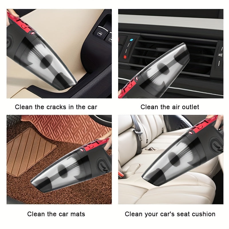 Handheld Car Vacuum Cleaner 4200PA 1800mAh Rechargeable Low Noise 4 Accessories for Car Home Pet Hair Pink Gift for Women