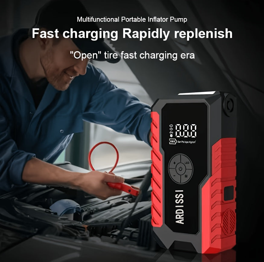5000A Peak Portable Car Jump Starter with 150 PSI Air Inflator Pump – 10000mAh All-in-One Emergency Battery Booster, Type-C, LED Light for 12V Gas & Diesel Cars, Trucks, SUVs & Motorcycles