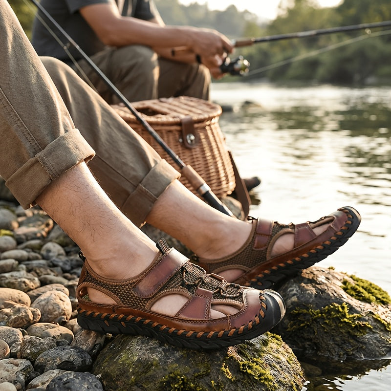 Men's Closed Toe Fisherman Sandals – Handmade Breathable Water Shoes, Non-Slip Anti-Collision Outdoor Hiking Athletic Beach Sandals for Summer | Velora