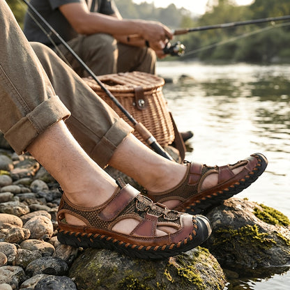 Men's Closed Toe Fisherman Sandals – Handmade Breathable Water Shoes, Non-Slip Anti-Collision Outdoor Hiking Athletic Beach Sandals for Summer | Velora