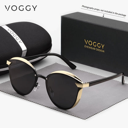VOGGY Retro Butterfly UV400 Polarized Sunglasses for Men & Women – Lightweight Metal Frame Mirrored Lens, 8 Colors, Driving Hiking Cycling Fishing Travel Gift Box Included