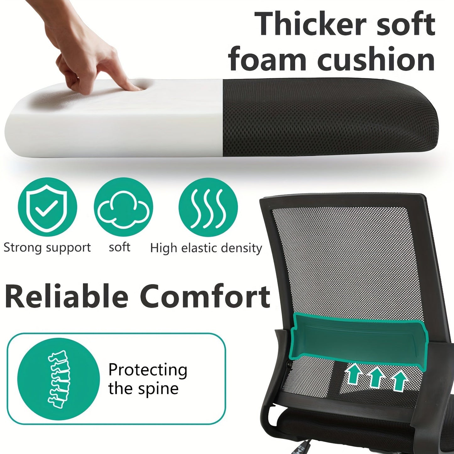 Mid-Back Mesh Ergonomic Office Chair 360° Swivel 5-Wheel Base Lumbar Support Computer Desk Chair for Home Office - 250 LBS Capacity in Black Grey Blue White Pink
