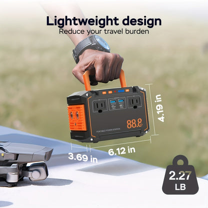88.8Wh Portable Solar Generator Power Station with 30W Solar Panel – 24000mAh AC/DC/USB-C Backup Battery for Camping, Emergency, CPAP, Fans, Laptops & Outdoor Home Use – Solar Panel Optional