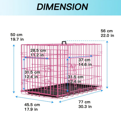 Foldable Metal Wire Dog Crate for Small Dogs & Rabbits – Adjustable Divider Panel, Leak-Proof Plastic Pan, Indoor Outdoor Pet Kennel for Chihuahuas Toy Breeds Small Animals, Multiple Sizes