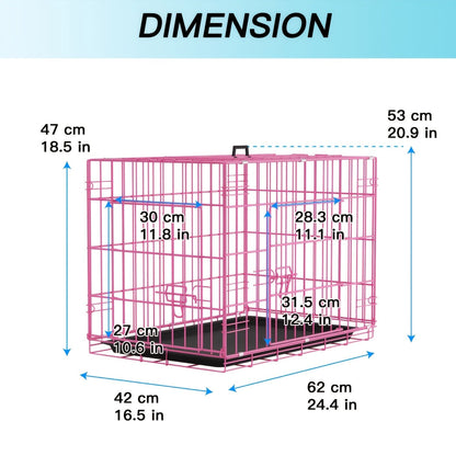 Foldable Metal Wire Dog Crate for Small Dogs & Rabbits – Adjustable Divider Panel, Leak-Proof Plastic Pan, Indoor Outdoor Pet Kennel for Chihuahuas Toy Breeds Small Animals, Multiple Sizes