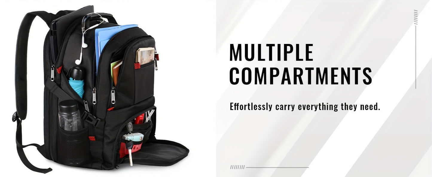 50L Travel Backpack Fits 17 Inch Laptop – Airline Approved, Waterproof, Extra Large College & Work Bag for Men & Women, 3-Compartment Business Backpack for School, Travel & Daily Commute – 8 Colors