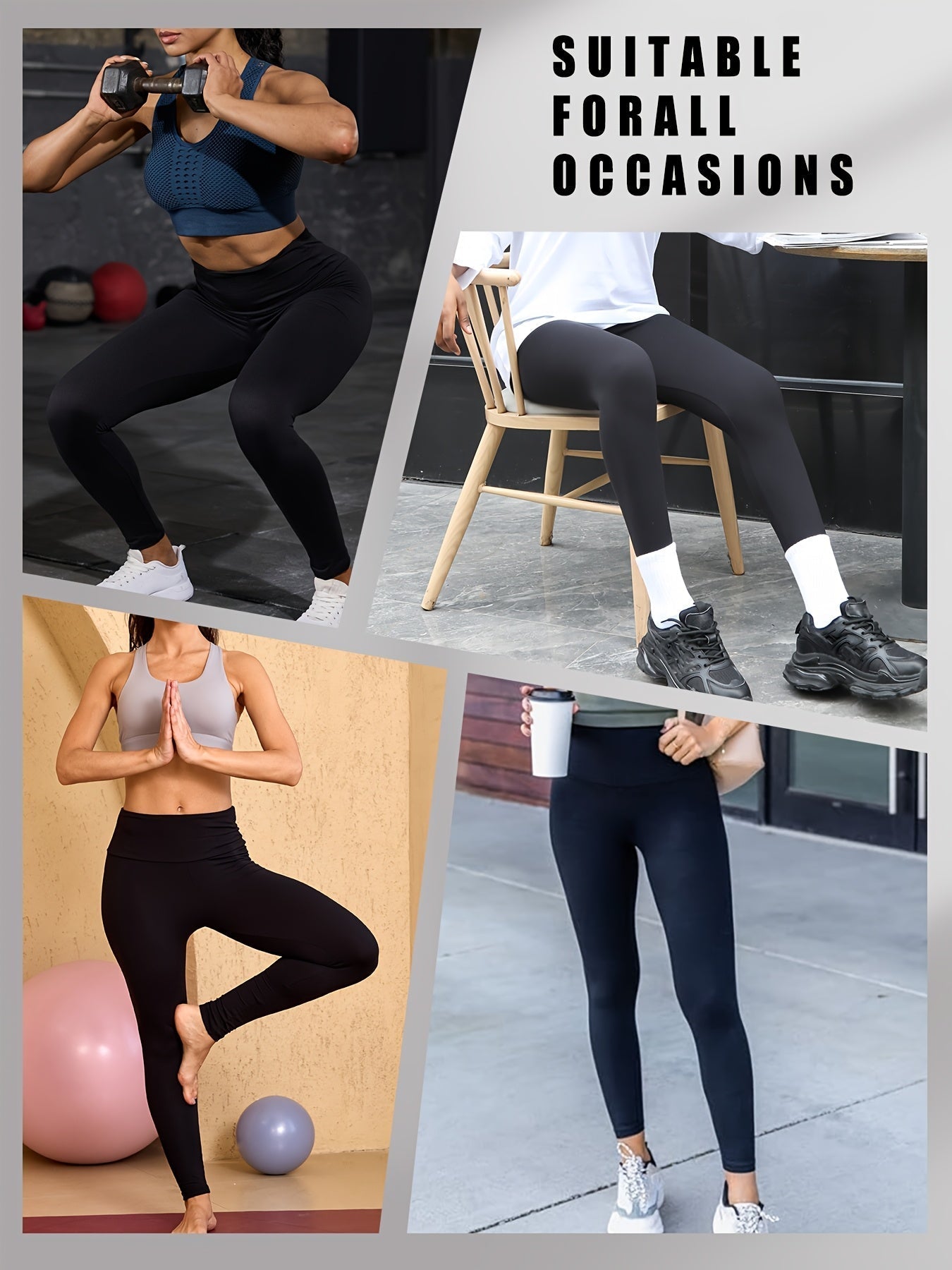 Women's High Waisted Tummy Control Leggings 5 Pack – Super Soft 4-Way Stretch Non-Sheer Yoga Workout Running Pants, Full-Length Gym Leggings S-XXL, All-Season Comfort for Gym, Yoga & Casual Wear