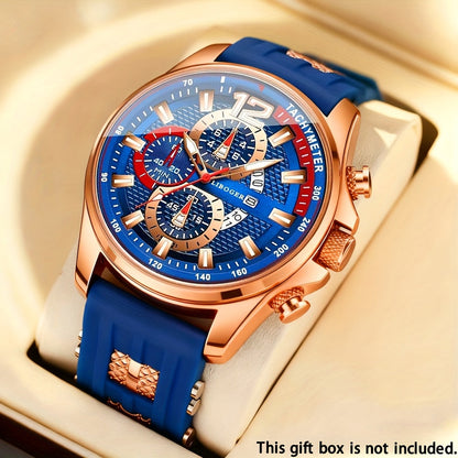 Men's Casual Quartz Watch Silicone Strap Date Display Sporty Analog Wristwatch – 11 Colors, Lightweight Fashion Watch for Men, Perfect Gift for Him Birthday Christmas Thanksgiving