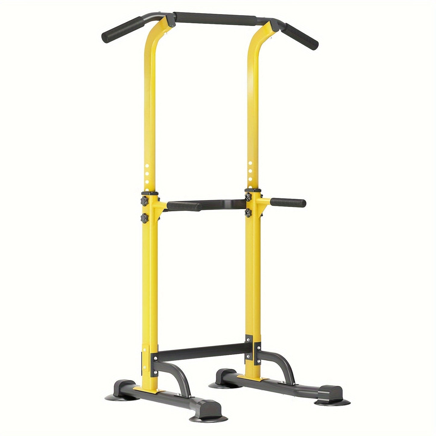 Adjustable Power Tower Dip Station Pull Up Bar for Home Gym 10 Height Levels 65-82.7 Inch 330LBS Capacity 6 Exercise Positions Full Body Strength Training Black Red Yellow Blue Pink Orange