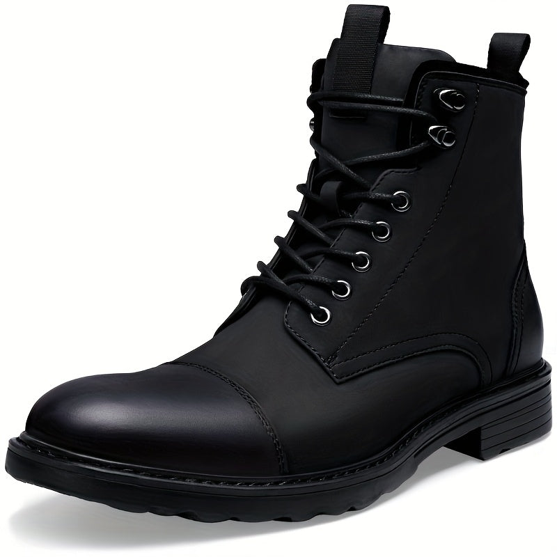 Men's Motorcycle Chukka Boots – Zipper & Lace-Up Genuine Leather Casual Fashion Boots with Non-Slip Sole, Cap Toe, Breathable Cushioned Insole, Black & Brown | Velora