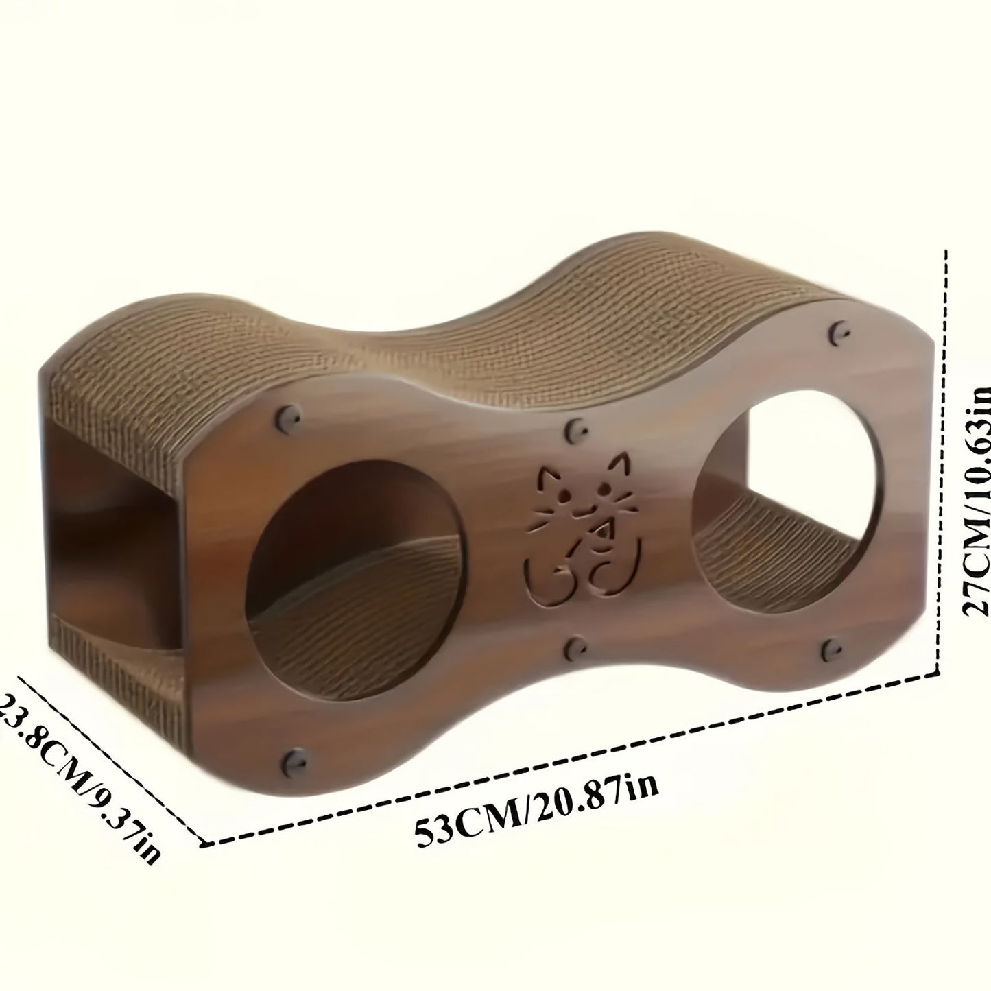 Walnut Cat Scratching Post with Integrated Cat Bed – 4-Season Woven Scratch Pad, Indoor Cat Scratcher for Lounging & Play, All Breeds