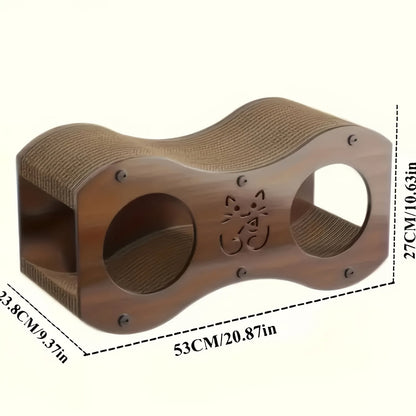Walnut Cat Scratching Post with Integrated Cat Bed – 4-Season Woven Scratch Pad, Indoor Cat Scratcher for Lounging & Play, All Breeds