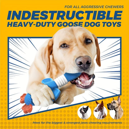 Indestructible Nylon Goose Dog Chew Toy for Aggressive Chewers – Upgraded Durable Dog Toys for Large & Medium Dogs, Heavy Duty Teething Chew, Dental Cleaning, Goose & Clownfish Design