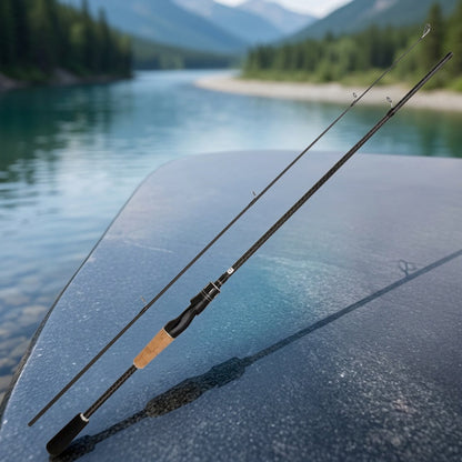 Carbon Fiber Lure Fishing Rod 180cm – Lightweight M-Power Two-Section Rod with Wooden Handle, Universal for Freshwater & Saltwater, Ideal for Bass Trout & All-Water Lure Fishing