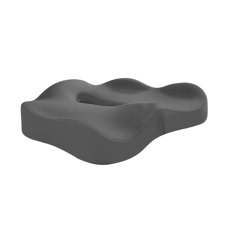 Ergonomic Memory Foam Seat Cushion with Center Groove – Coccyx & Tailbone Pressure Relief, Non-Slip Base, Soft Polyester Cover, Posture Support for Office Chair, Car & Home, White/Black