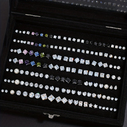 162pcs Rhinestone Geometric Love Earrings Set for Women – Sparkling Heart & Geometric Styles, Multicolor, Perfect for Vacation, Dating, Holiday, Daily Wear & Party Matching