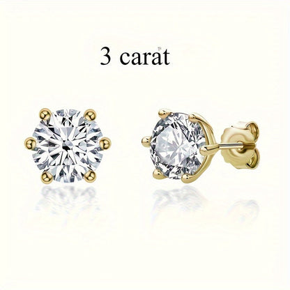 Moissanite Stud Earrings for Women S925 Sterling Silver – 0.5CT 1CT 2CT 3CT Vintage Style Diamond Alternative Earrings in Gold Silver Elegant Jewelry Gift