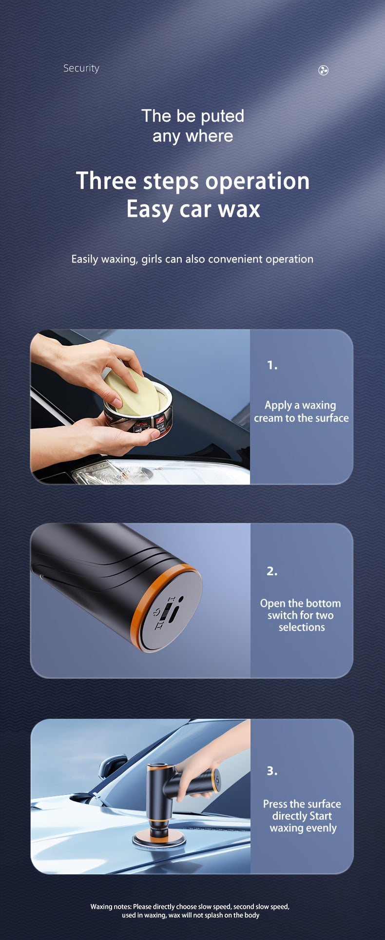 100W Cordless Car Polisher & Waxing Machine – Rechargeable Wireless Buffer for Scratch Repair, Car Detailing & Waxing, Portable Compact Polisher for Car Enthusiasts