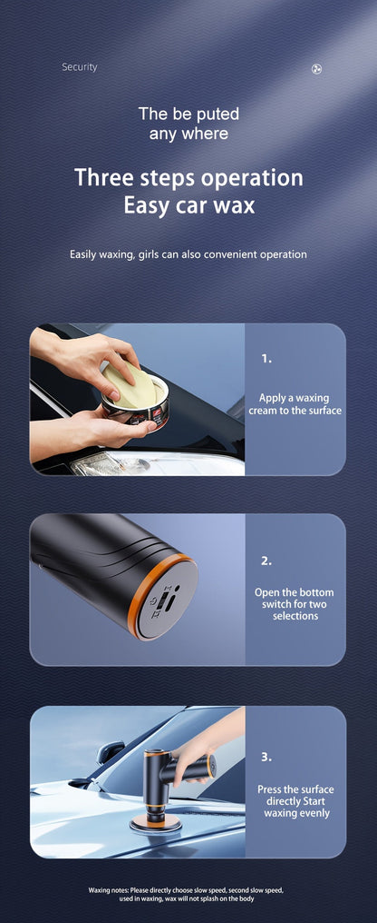 100W Cordless Car Polisher & Waxing Machine – Rechargeable Wireless Buffer for Scratch Repair, Car Detailing & Waxing, Portable Compact Polisher for Car Enthusiasts