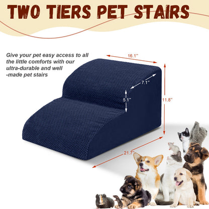 Memory Foam Dog Steps Pet Stairs 2 3 4 Step with Non-Slip Bottom & Washable Cover – Supportive Pet Steps for Sofa Bed, Great for Senior Dogs & Puppies, Multiple Colors