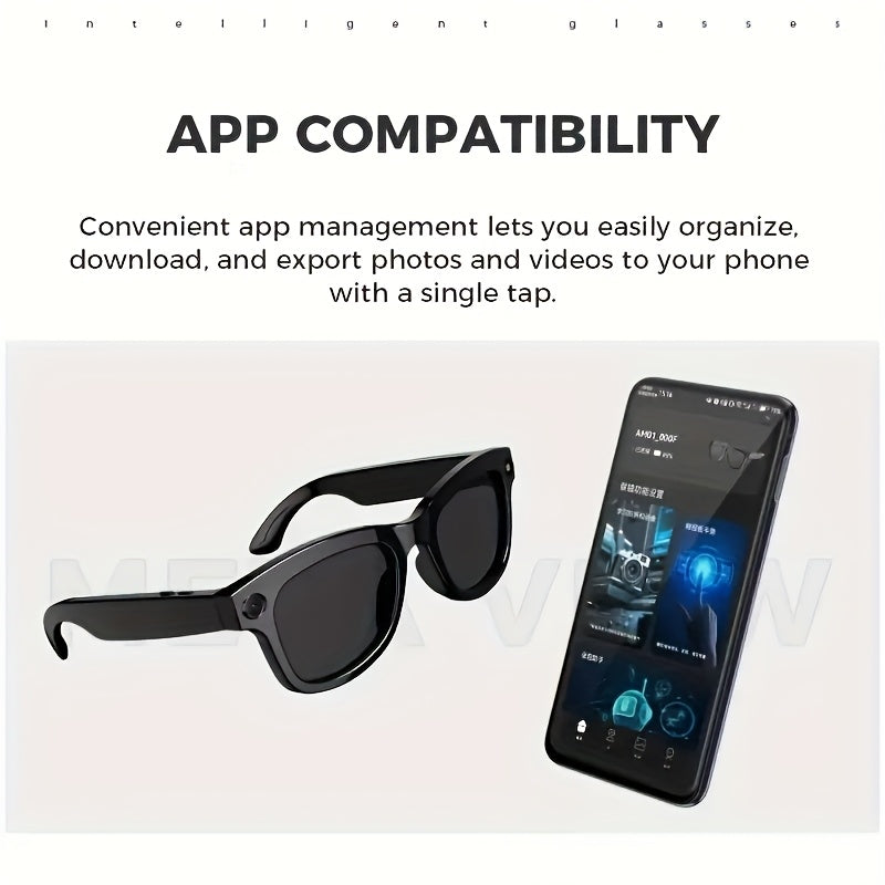 AI Smart Glasses with 8MP HD Camera Touch Control ChatGPT Real-Time Translation Wireless Calling Blue Light Protection Noise Reduction Dual Mics Photochromic Lens for Cycling Driving Travel Office