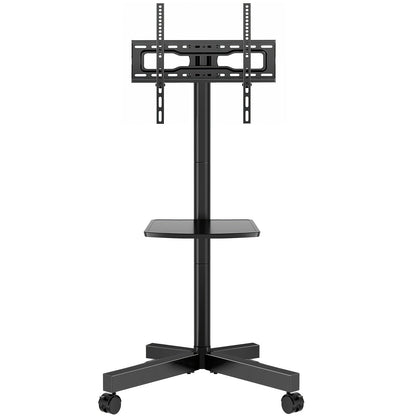 Rolling TV Stand Cart on Wheels for 23–60 Inch TVs – Height Adjustable, 88lb Capacity, VESA 400x400, Media Shelf, 360° Locking Wheels, No Wall Drilling, Mobile TV Mount