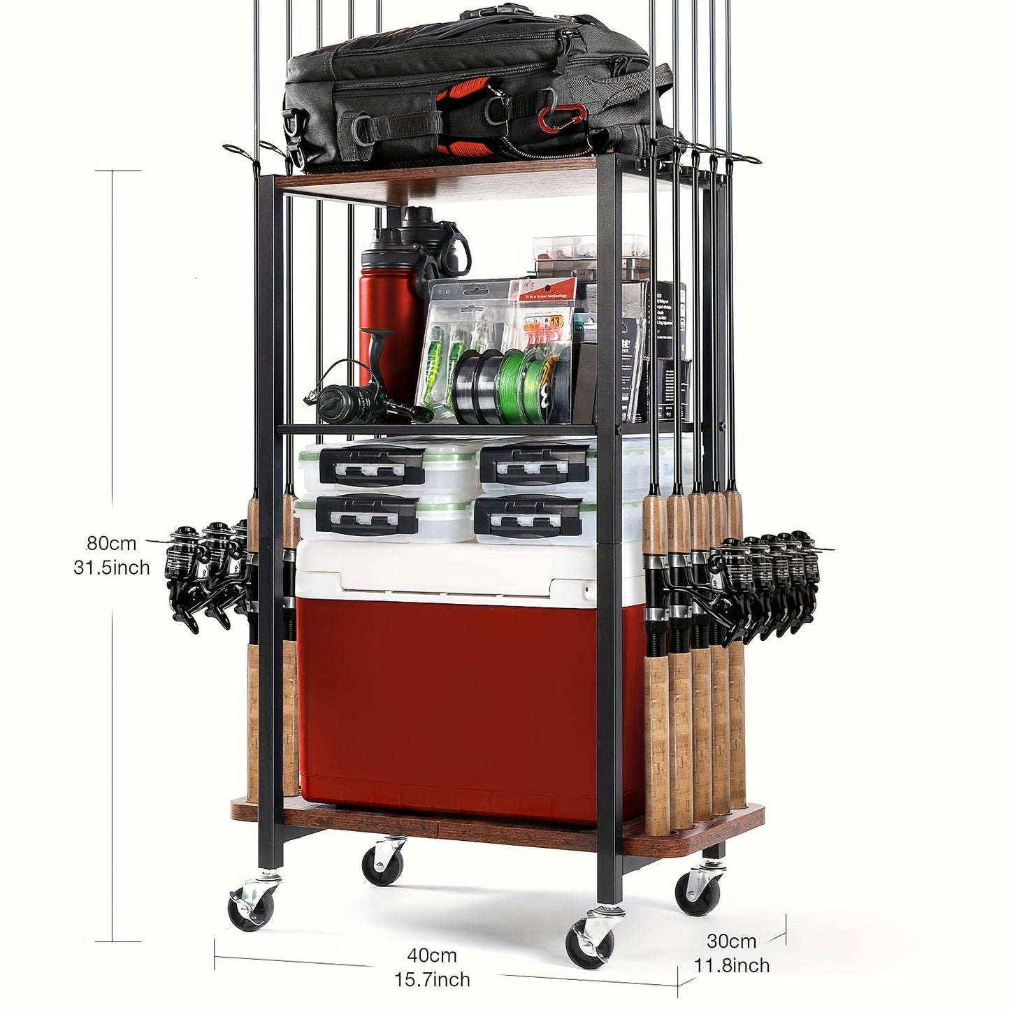 Fishing Rod Holder for Garage – Rotating Tackle Storage Rack Holds 10 Rods Fishing Gear Organizer Pole Stand for Men Gift Christmas Stocking Stuffer