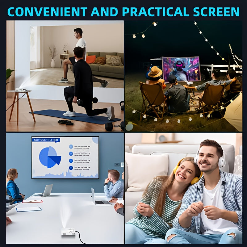 Mini Portable Projector 4K Support 720P Native LCD – Home Theater & Outdoor Movie Projector Compatible with iPhone Android Laptop USB HDMI for Gaming Movies Presentations