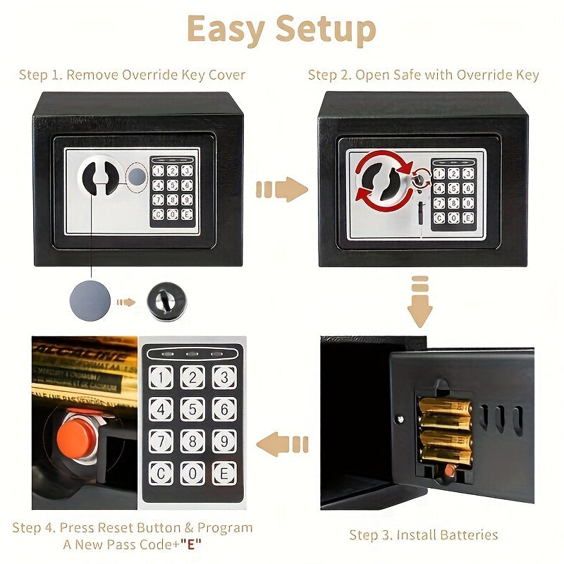0.2 Cubic Foot Electronic Digital Safe Box with Fireproof Money Bag – Keypad Lock Home Security Safe for Cash, Jewelry, Documents & Valuables, Compact Office & Bedroom Safe