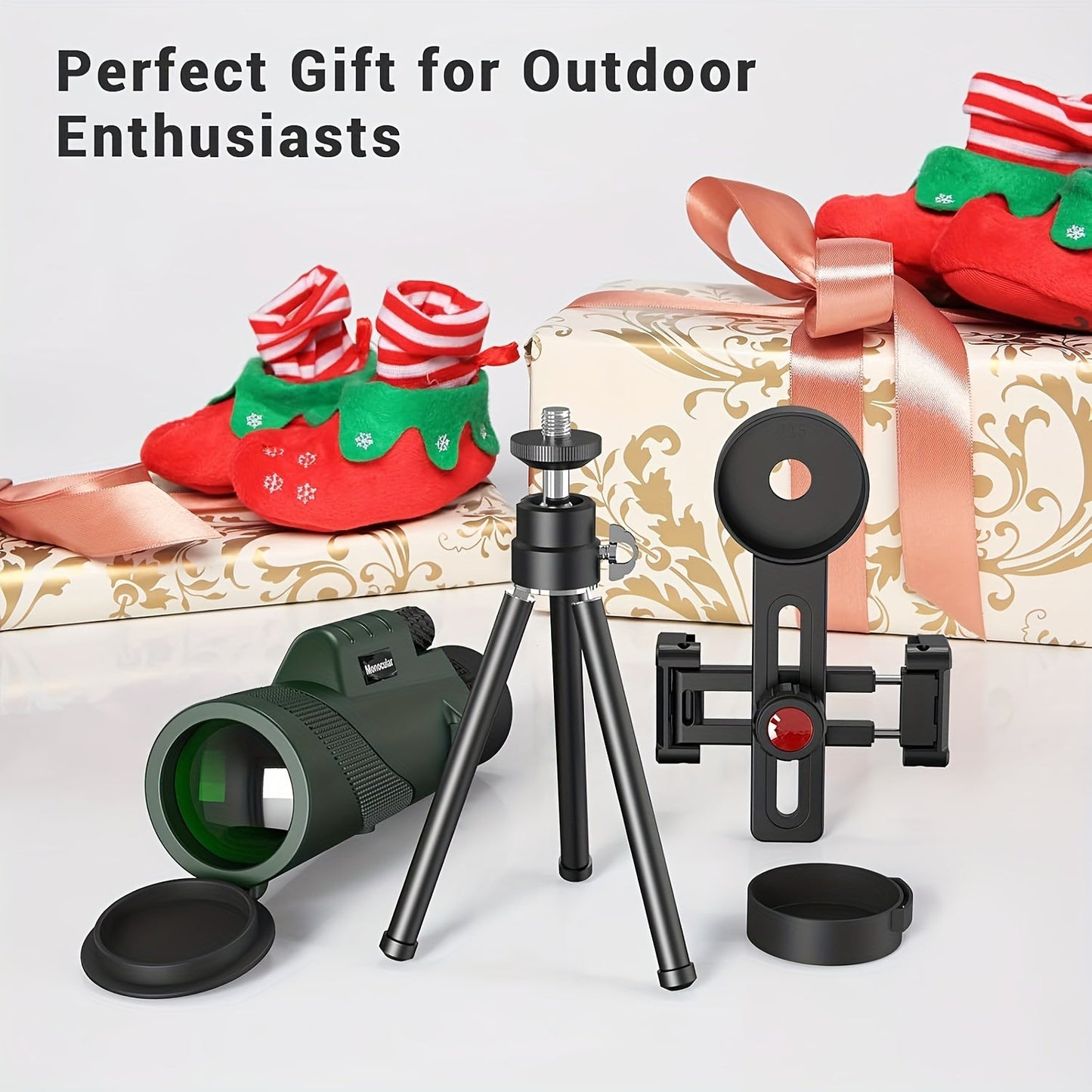 10x42 HD Monocular Telescope with Phone Adapter & Tripod – FMC Lens Compact Scope for Bird Watching, Wildlife, Hiking, Camping, Concerts & Sports – Black & Green, Christmas Gift