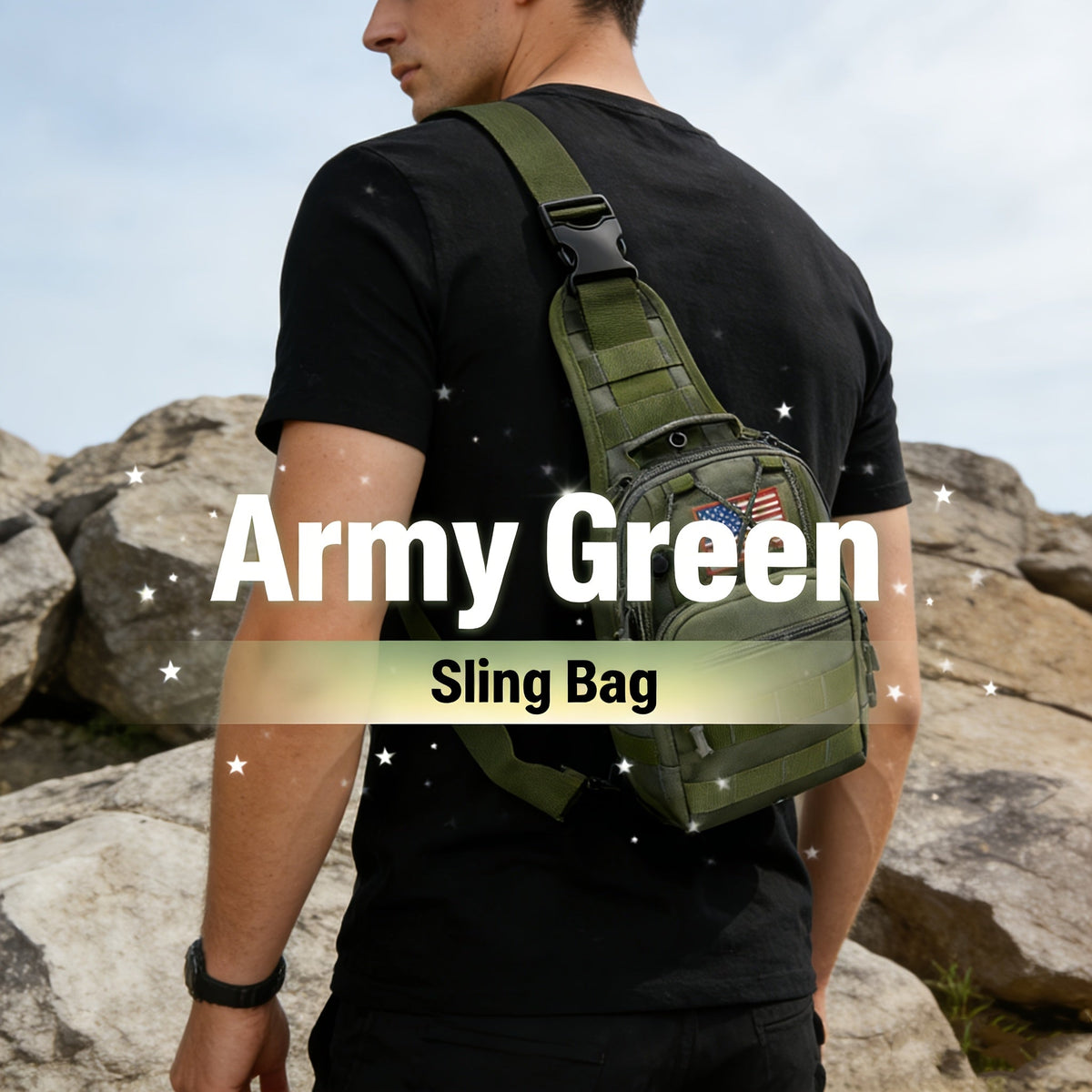 Tactical Sling Backpack – Lightweight Crossbody Daypack for Cycling, Hiking, Travel & Daily Use, Multiple Colors with Flag Patch Option