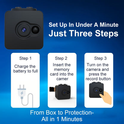 Mini Hidden Security Camera No WiFi Needed – 32GB SD Card Support, Continuous Loop Recording, Rechargeable Battery, Plug & Play – Home Security, Baby Monitor, Pet Camera, Office Surveillance