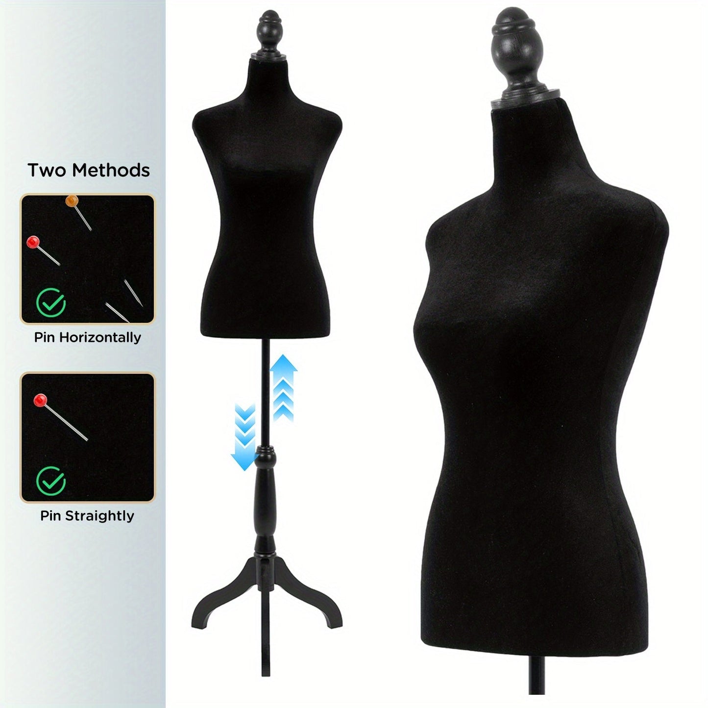 Dress Form Mannequin Torso with Tripod Stand, Adjustable Height 50-63 Inch, Portable Female Body Form for Sewing, Clothing Display, Fashion Design & Photography – 4 Colors Available