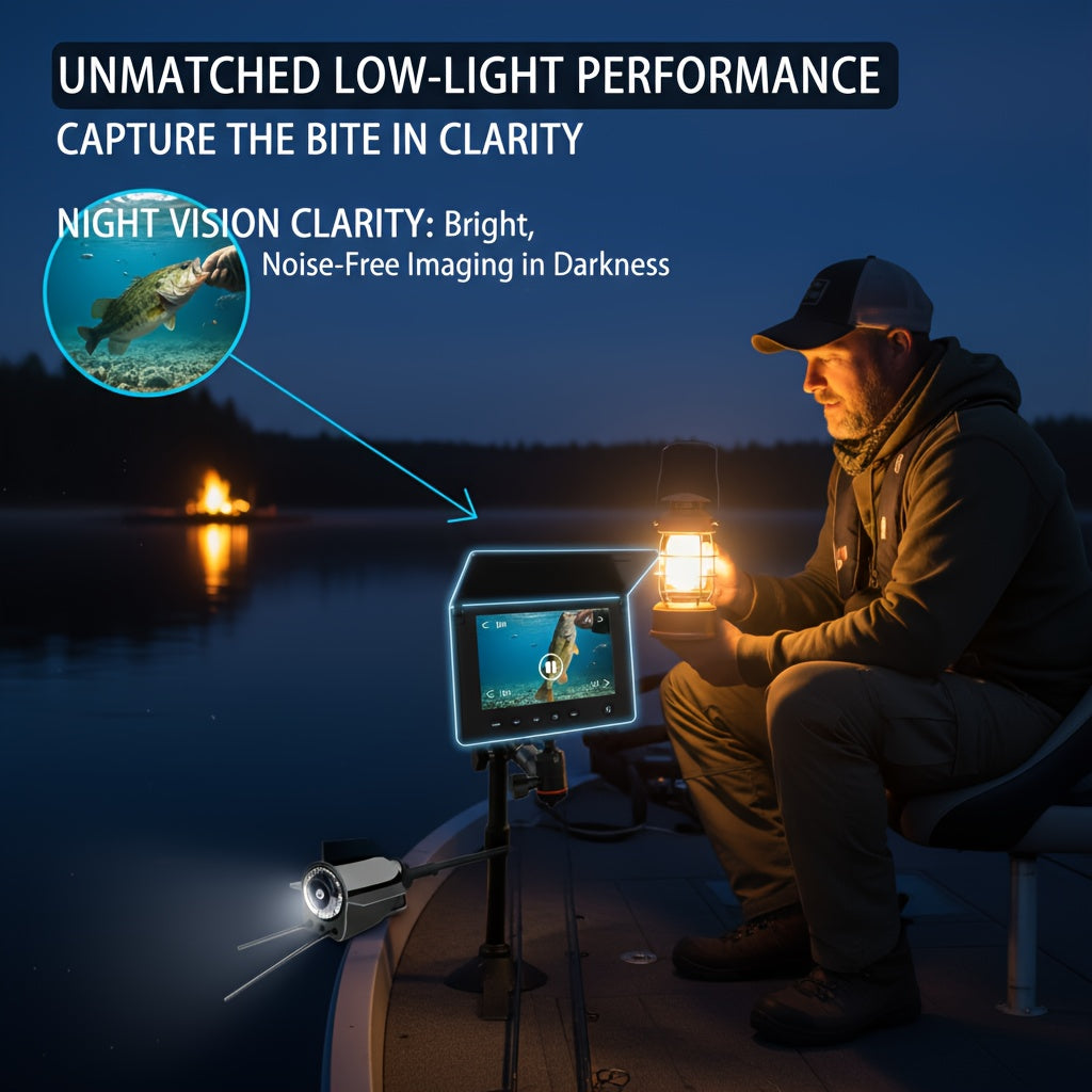 Fish Finder with HD Underwater Camera 4.3 Inch Screen 140° Wide Angle Lens Fish-Attracting Light – Portable Viewing Set for Ice Fishing Lake River Dock